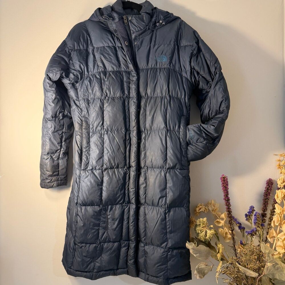 North Face, down long jacket 600, as is, navy, women’s Medium